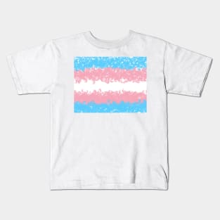 Trans Flag Painted Swirls Design Kids T-Shirt